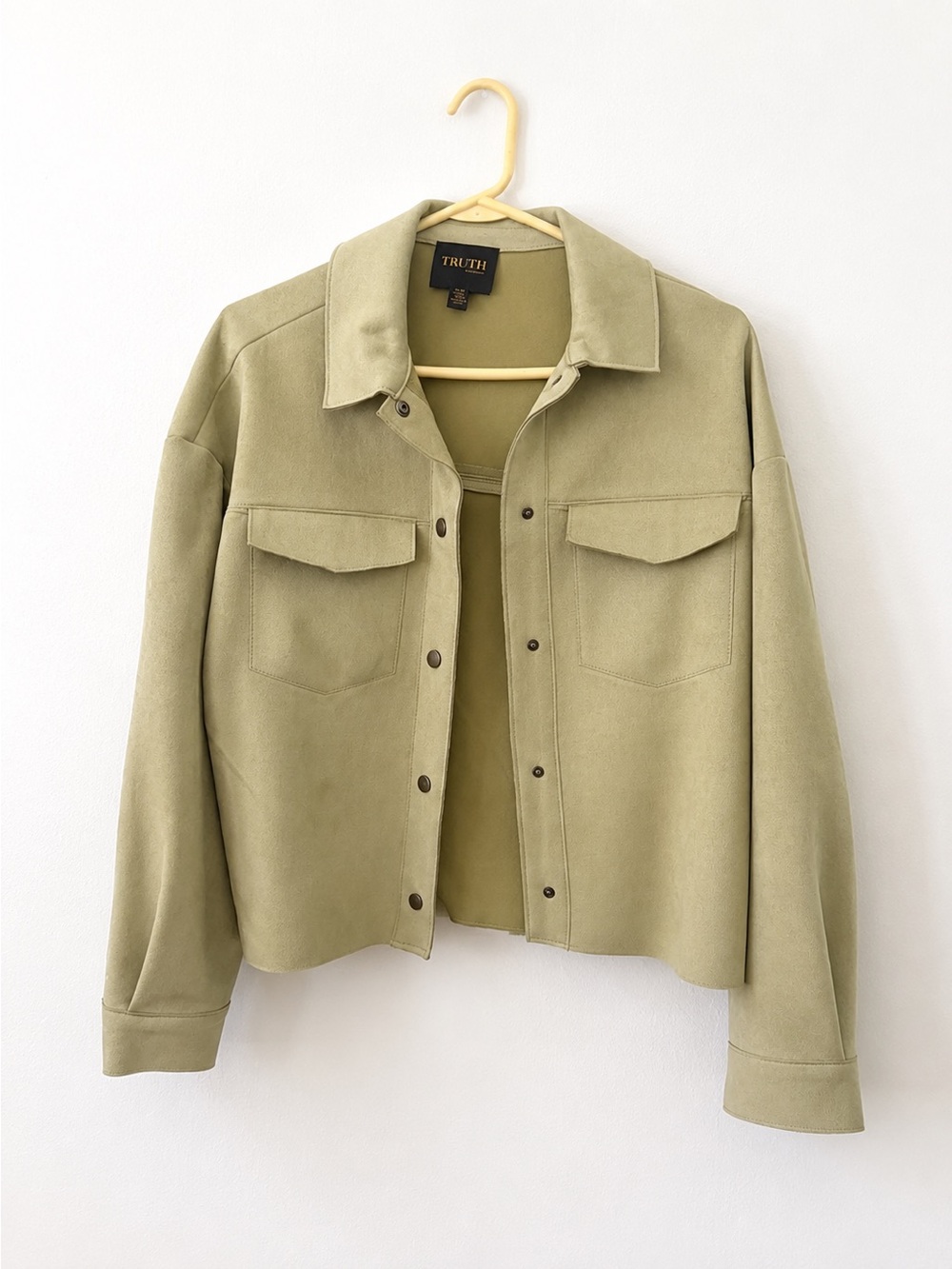 TRUTH Light Olive Green Button-Front Overshirt Jacket